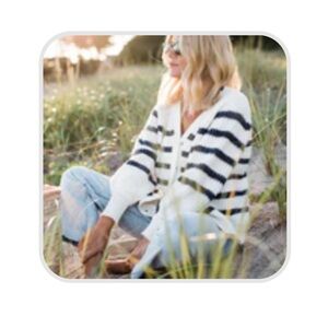 Marea by Liz Joy Sailor Striped Cardi Navy: SZ S